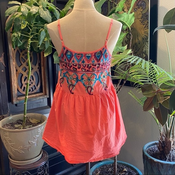 Umgee Tangerine Embroidered Bohemian Tank Top - Picture 7 of 12